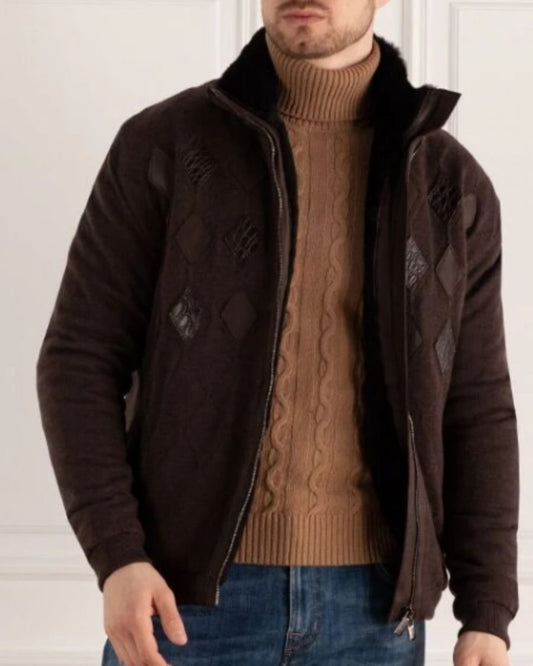 Torras Crocodile Leather & Lambskin Jacket