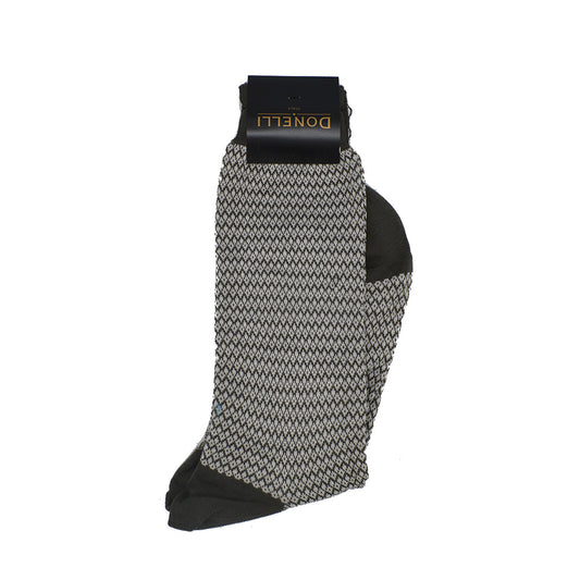 Men's Cotton Socks Olive Medium Grey Design - Cellini Uomo 