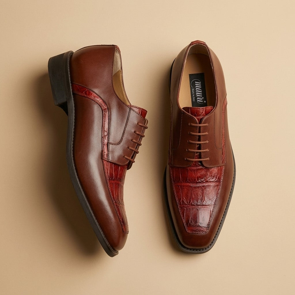 Mauri 4642 Alligator and Leather Lace Up Shoes
