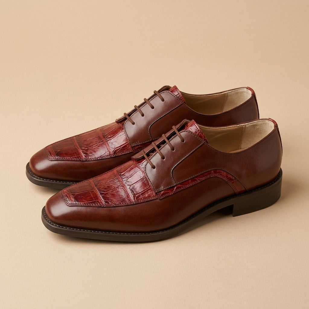 Mauri 4642 Alligator and Leather Lace Up Shoes