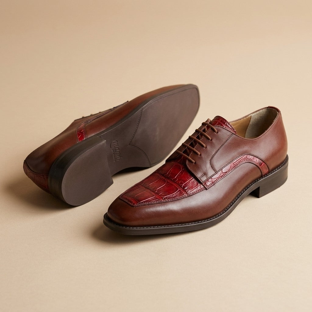 Mauri 4642 Alligator and Leather Lace Up Shoes