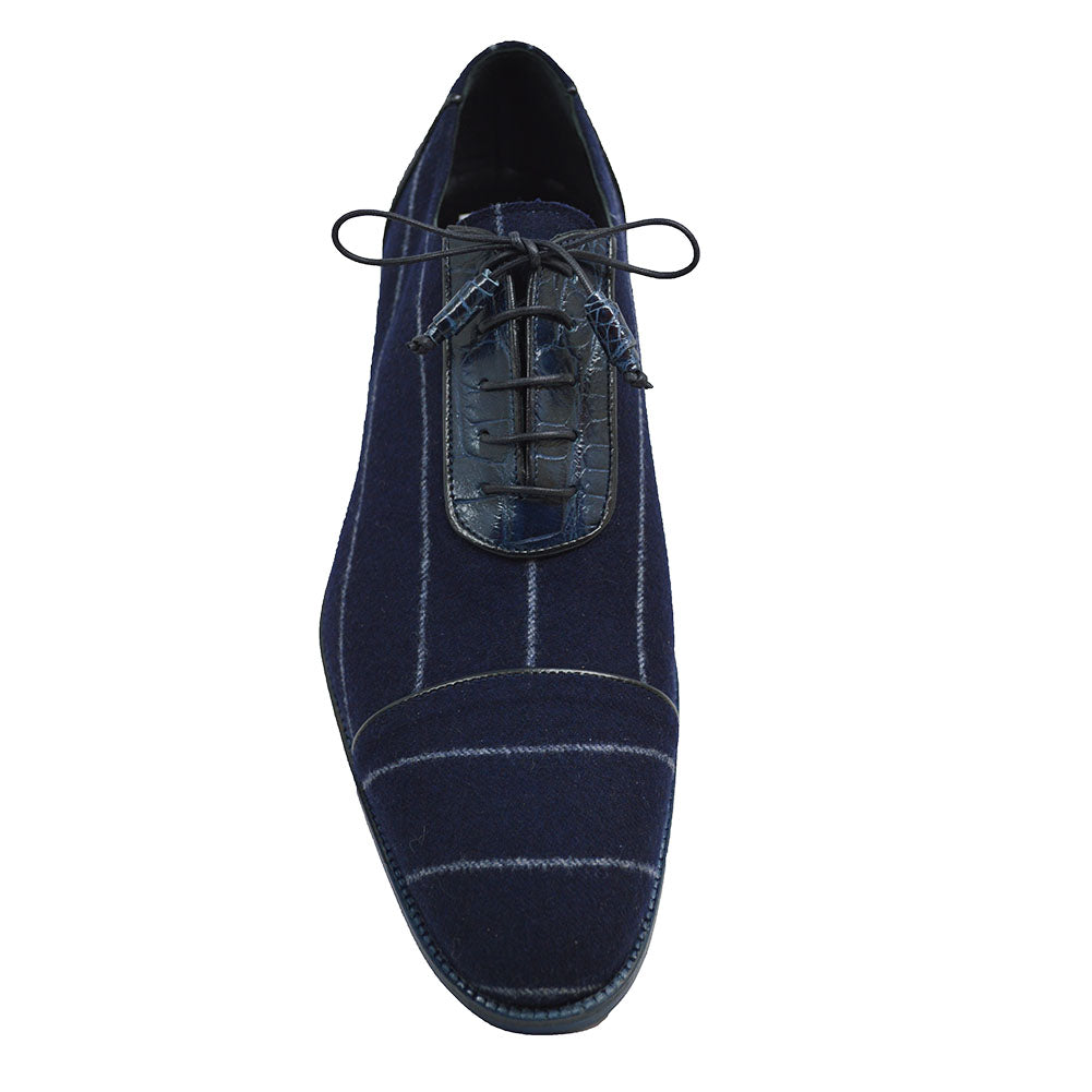 Sheriff Collection Mauri 4769 lace-up cashmere dress shoes, navy blue with leather soles and classic design.