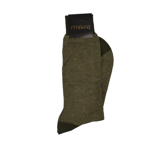 Men's Cotton Socks Olive Green Dot - Cellini Uomo 