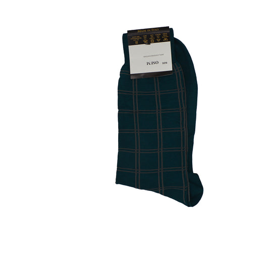 Men's Cotton Socks Dark Turquoise with Detais - Cellini Uomo 