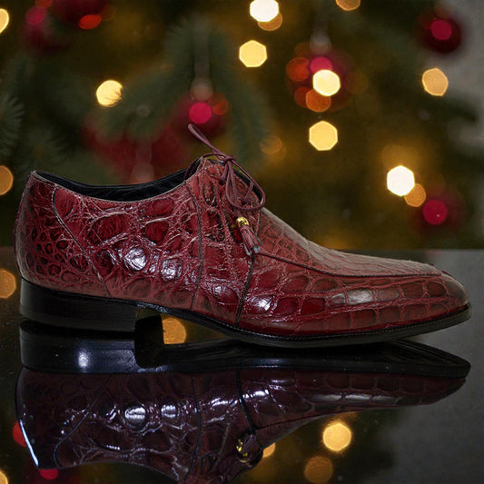 Mauri 4910/1 Ruby Red Alligator Lace Up Dress Shoe