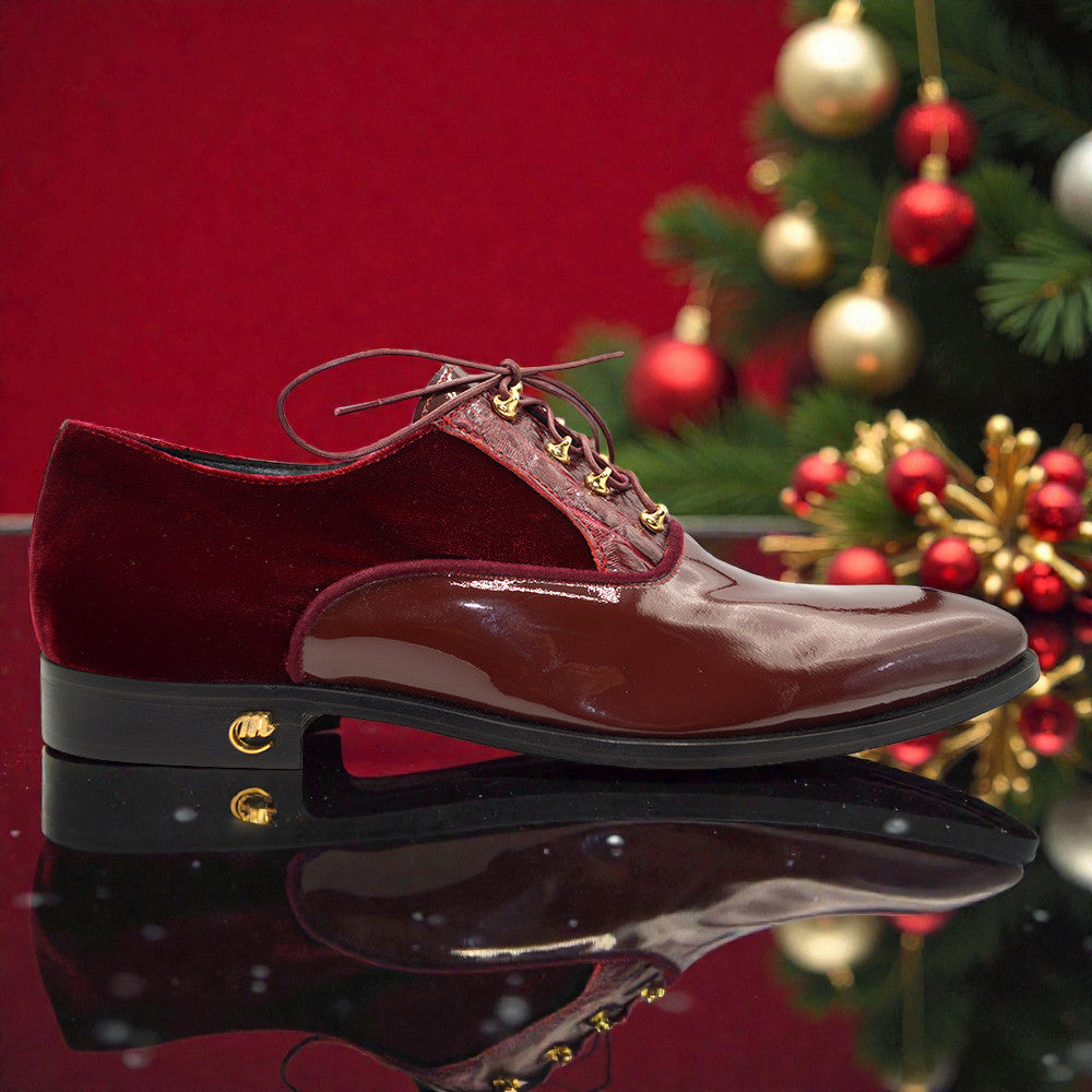 Mauri 4993 Velvet Patent Alligator Lace Up Shoe - Cellini Uomo 