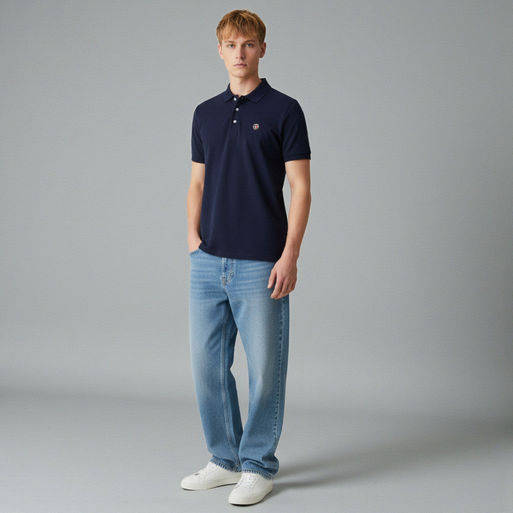 Impulso Polo Club shirt in blue with collar and short sleeves, made of comfortable cotton fabric.