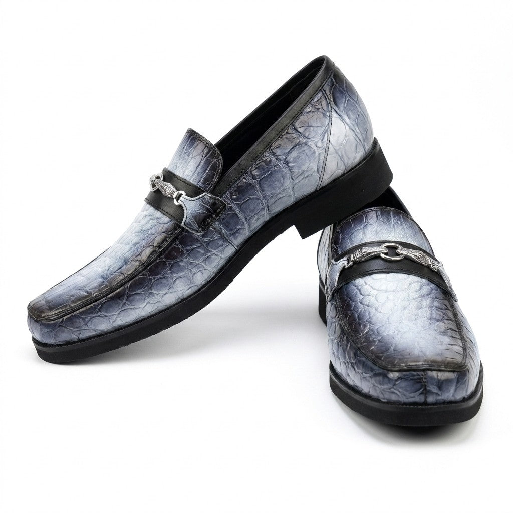 Mauri 4894 alligator loafers in brown leather with slip-on design, stylish men's shoes featuring textured alligator pattern.