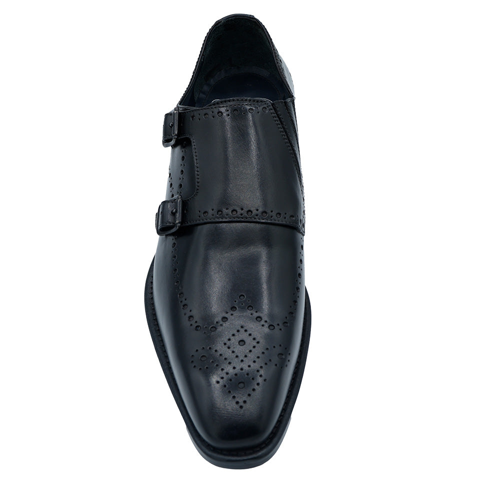 Toscana 8863 Double Monk Strap Dress Shoes Black Last Pair