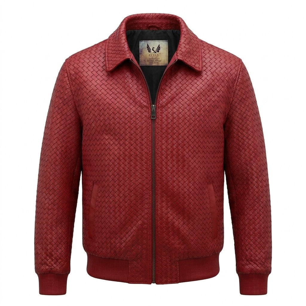 Special Order Men’s SVELG Premium Woven 100% Lambskin Leather Shirt Style Collar Bomber Jacket