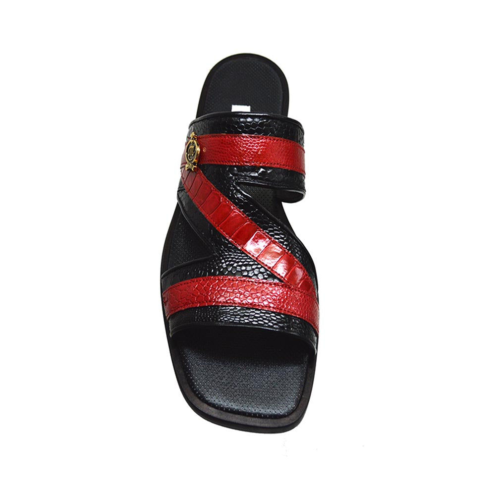 Mauri Sarasota Ostrich Leg Sandals in black with open toe and ankle strap, stylish footwear with textured leather finish.