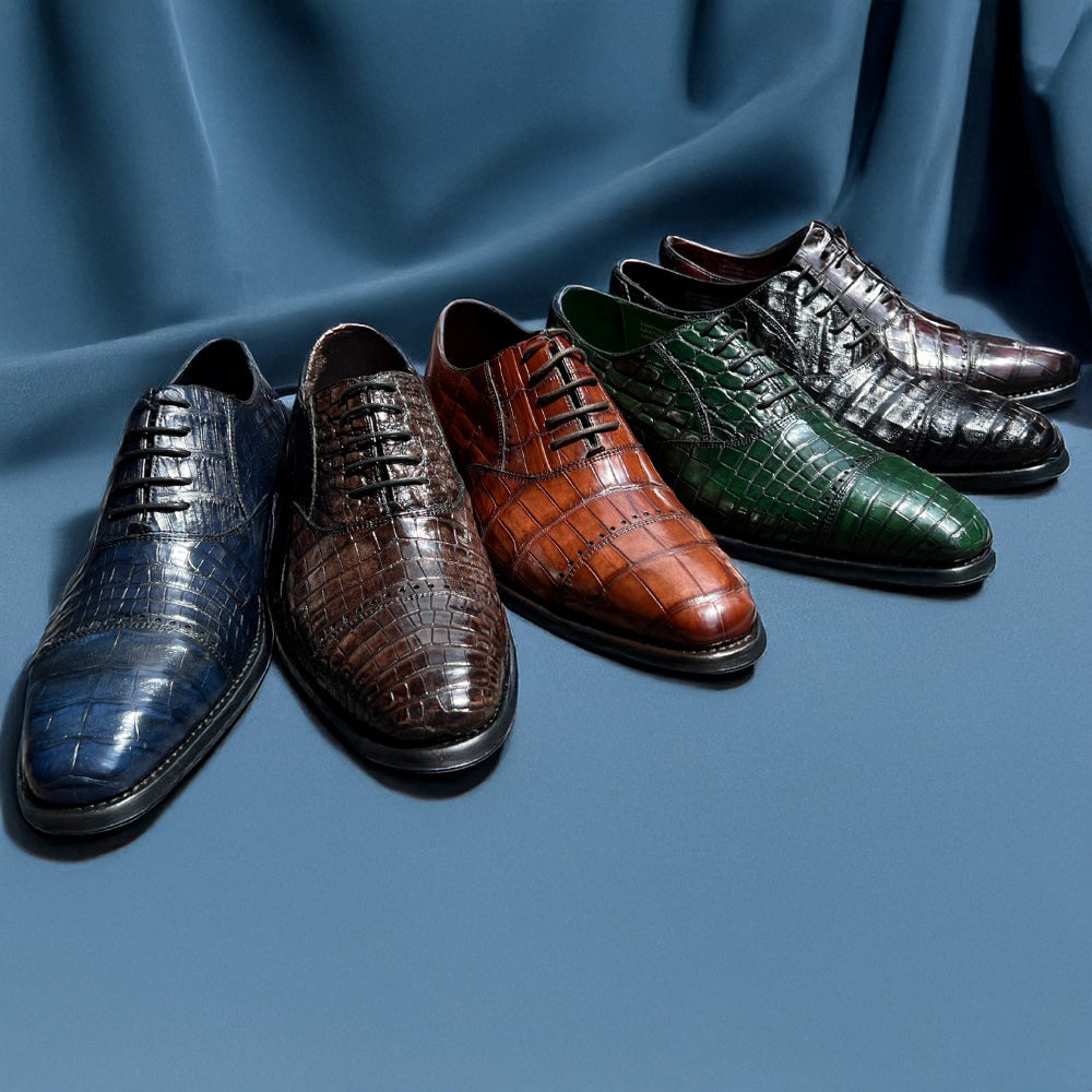 Calzoleria Toscana Caiman Cap-Toe Dress-Up Shoes - Cellini Uomo 