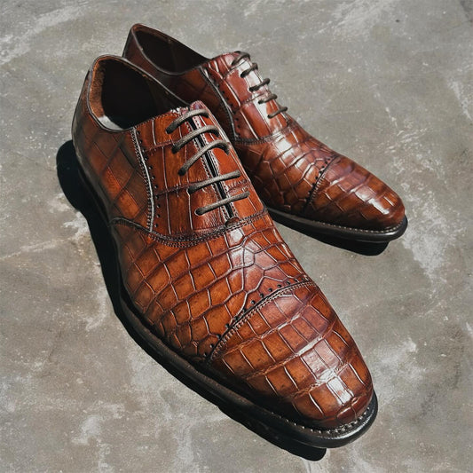 Calzoleria Toscana Caiman Cap-Toe Dress-Up Shoes - Cellini Uomo 