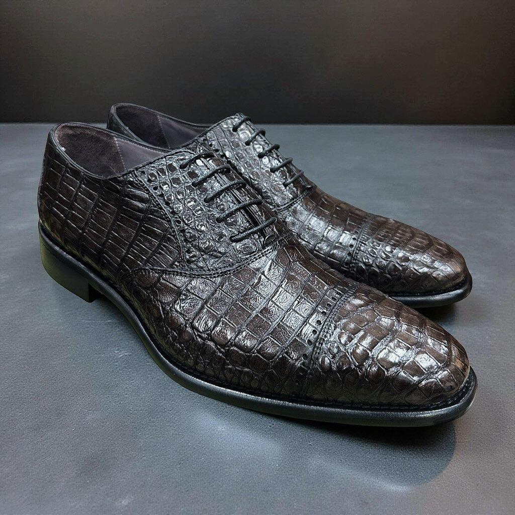 Calzoleria Toscana Caiman Cap-Toe Dress-Up Shoes - Cellini Uomo 