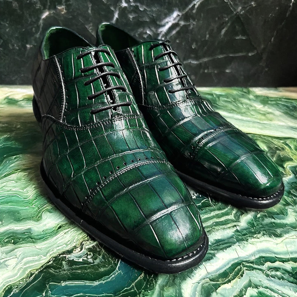 Calzoleria Toscana Caiman Cap-Toe Dress-Up Shoes - Cellini Uomo 