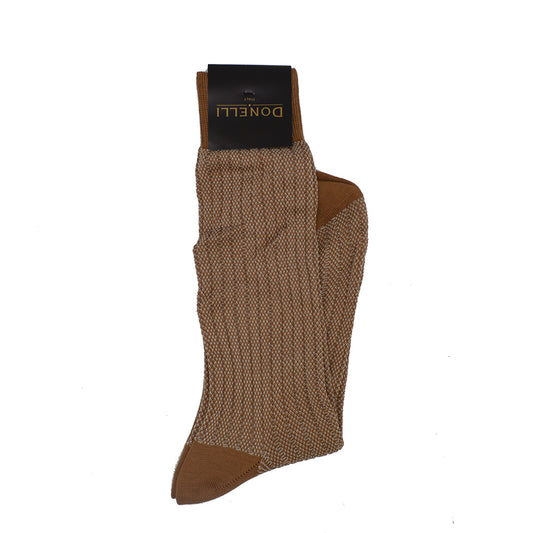 Men's Cotton Socks Dark Caramel - Cellini Uomo 