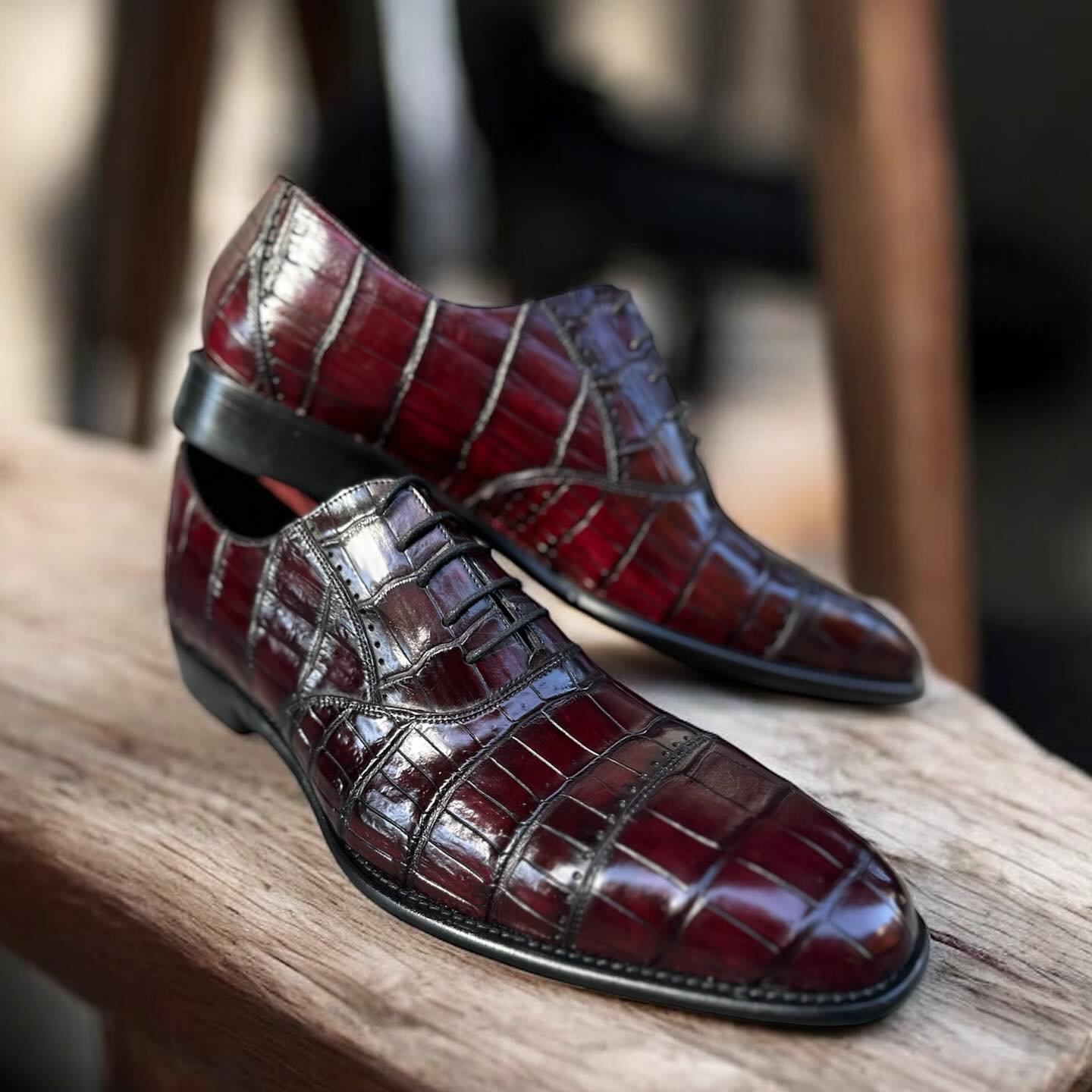 Calzoleria Toscana Caiman Crocodile Cap-Toe Dress-Up Shoes - Cellini Uomo 