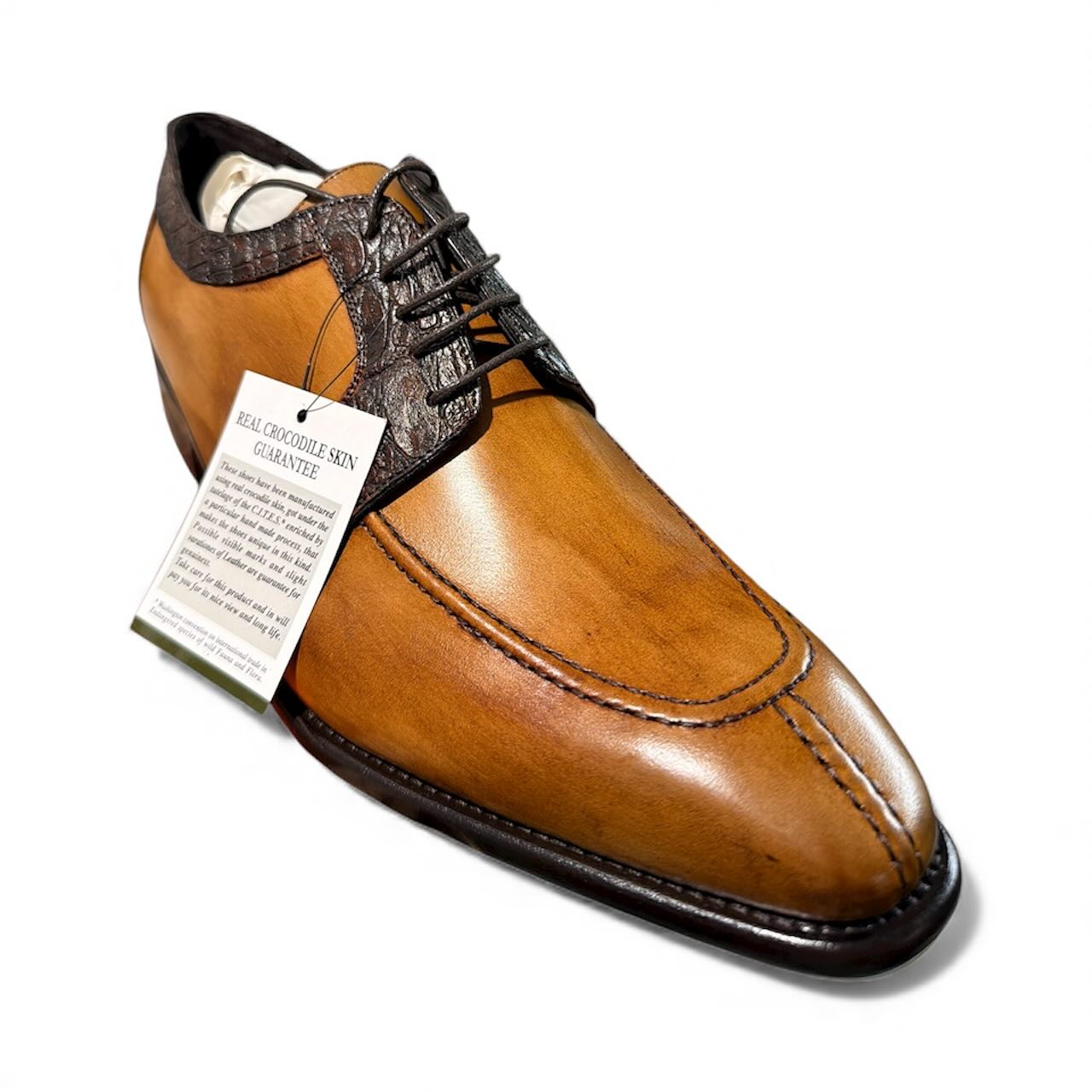 Toscana 1292 Cognac Calf & Croc Lace Up - Cellini Uomo 