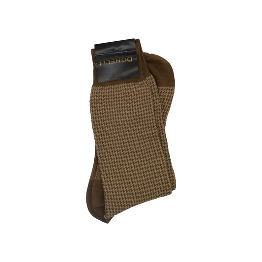 Men's Cotton Socks Brown and Beige - Cellini Uomo 