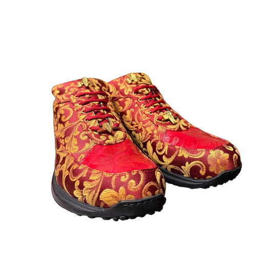 Mauri 8900 Gobelin Fabric and Crocodile Red Sneaker - Cellini Uomo 