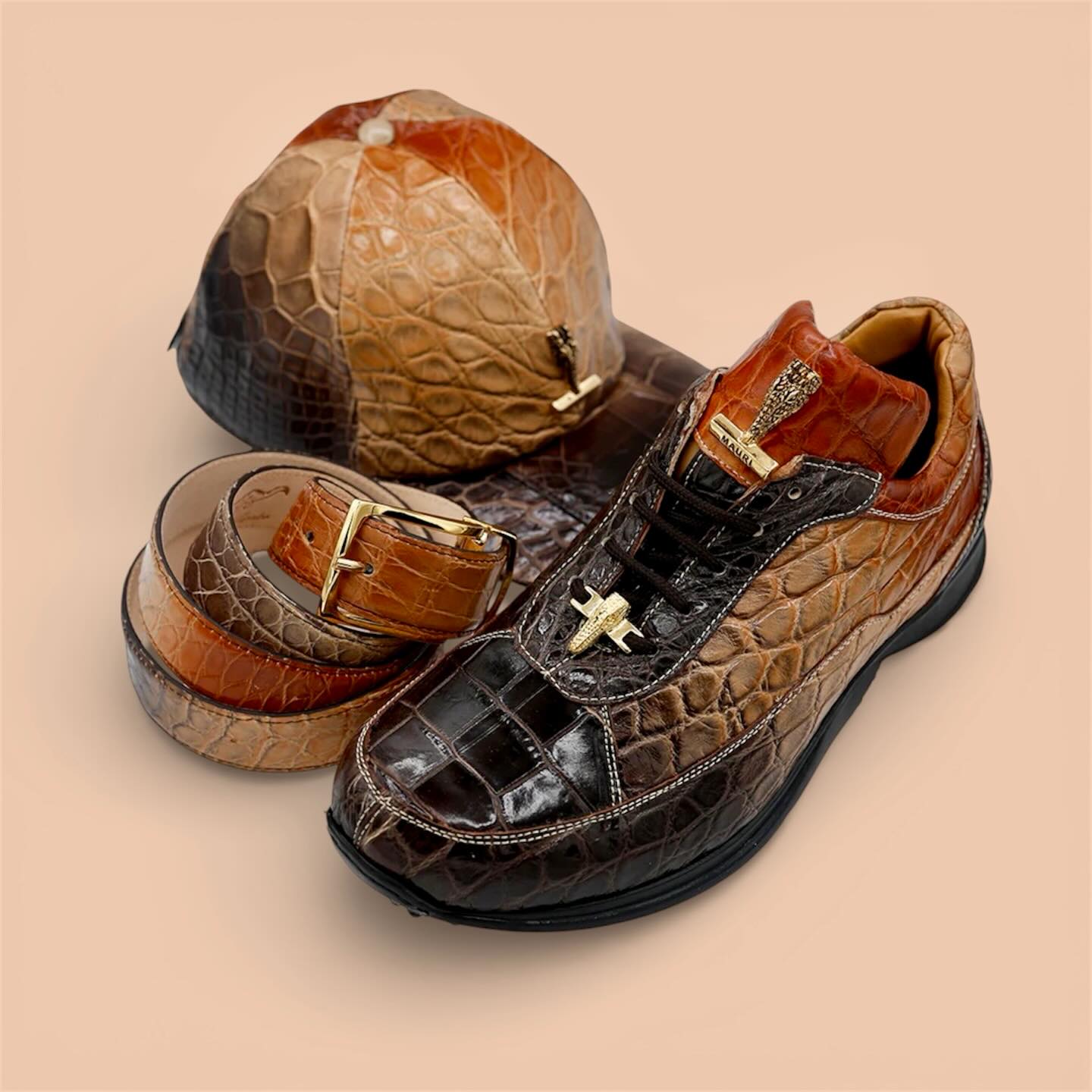 Mauri 8900 FC Multi Brown 100% Authentic Alligator Skin Sneakers