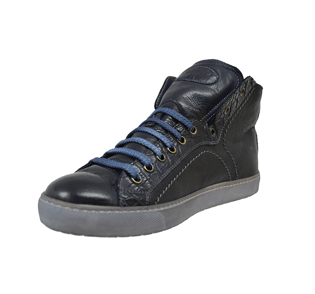 Calzoleria Toscana 6291 Leather & Croc Sneaker - Extra 30% Off At Checkout - Cellini Uomo 