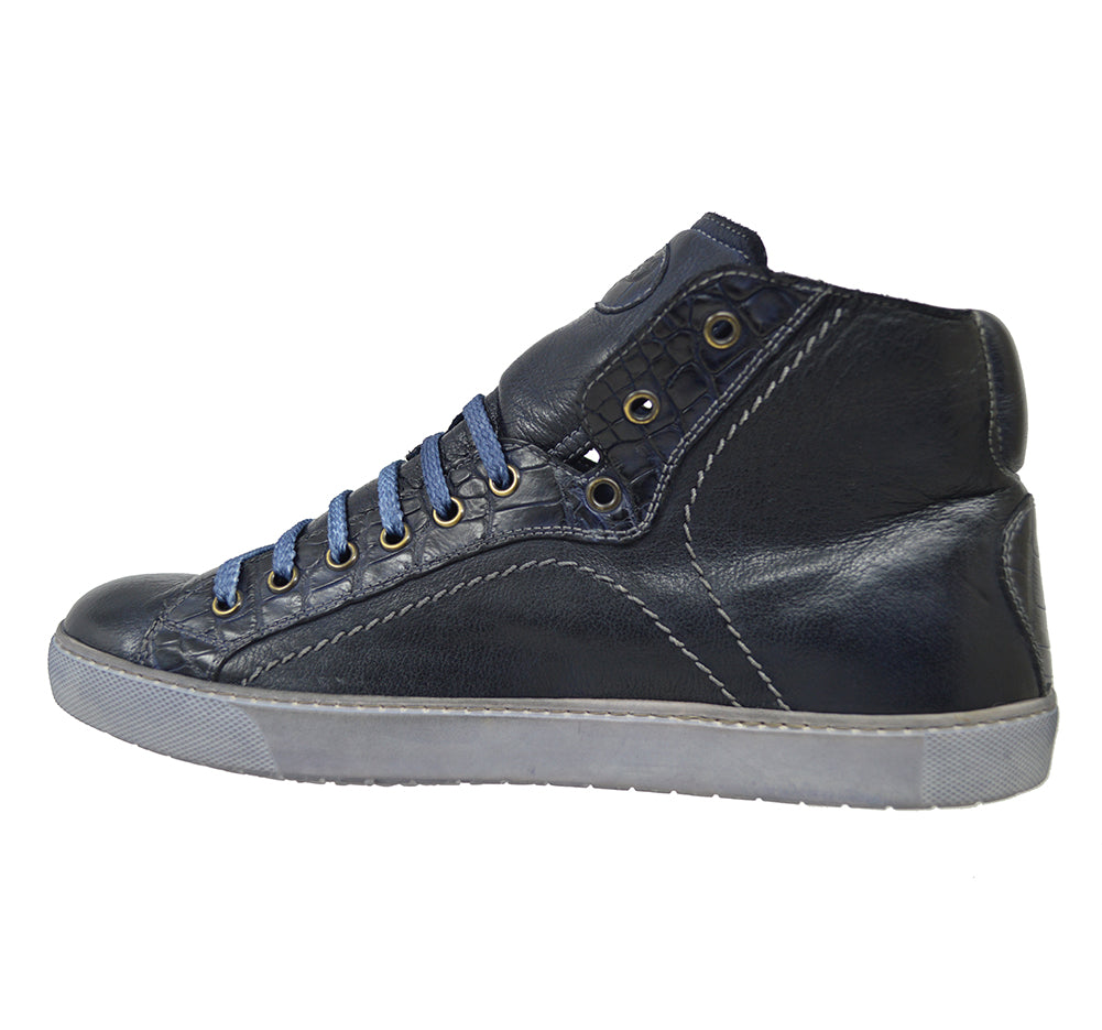 Calzoleria Toscana 6291 Leather & Croc Sneaker - Extra 30% Off At Checkout - Cellini Uomo 