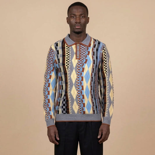 Prestige Wool Blend Geometric Multi Colors Sweater 6502