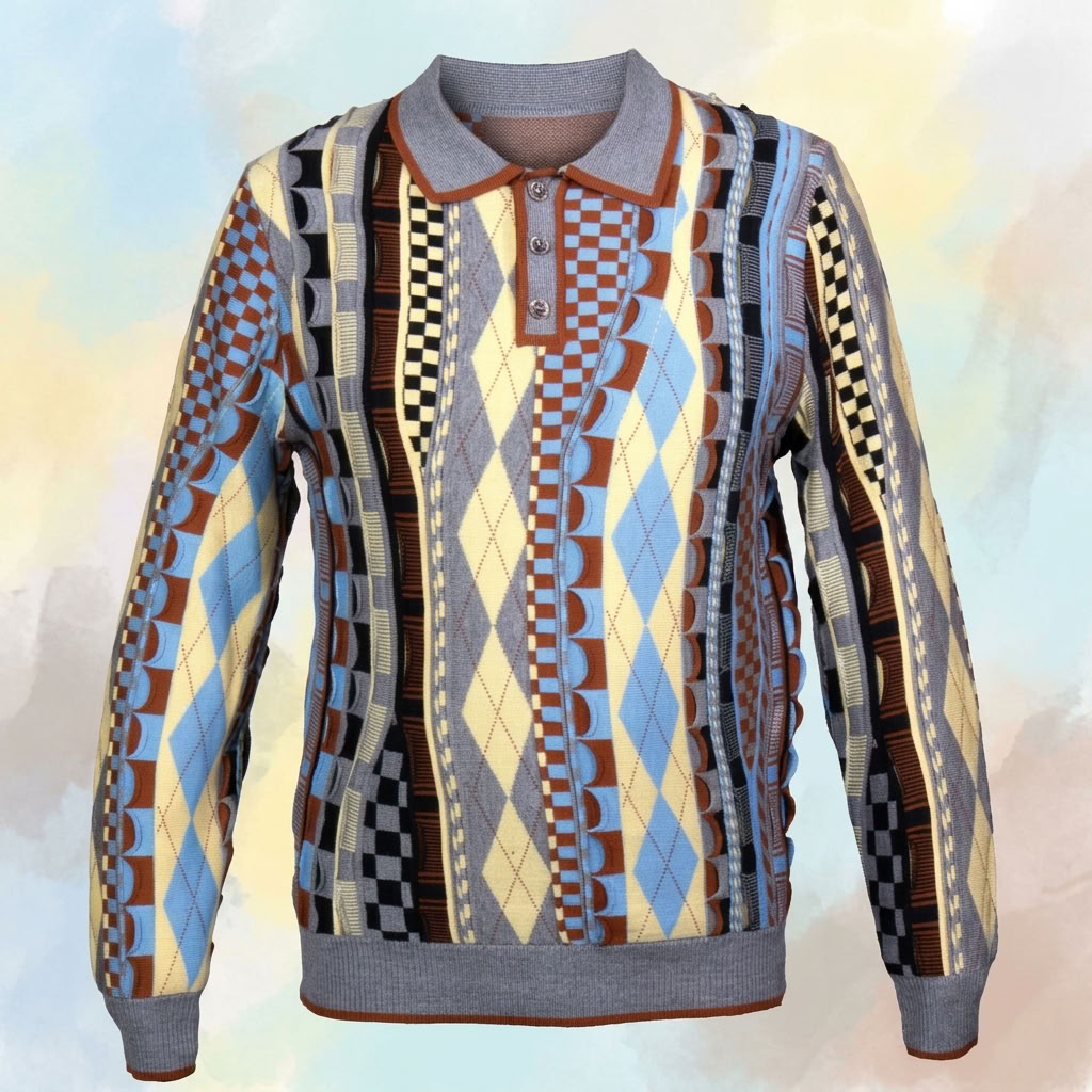 Prestige Wool Blend Geometric Multi Colors Sweater 6502