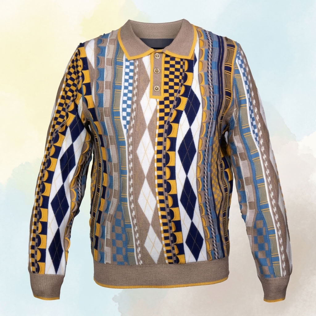 Prestige Wool Blend Geometric Multi Colors Sweater 6502
