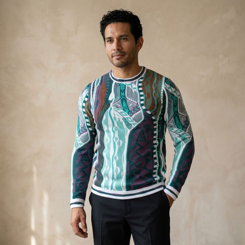 Prestige SW-6554 Wool-Blend Vintage-inspired Multicolor Sweater