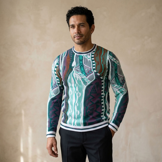 Prestige SW-6554 Wool-Blend Vintage-inspired Multicolor Sweater