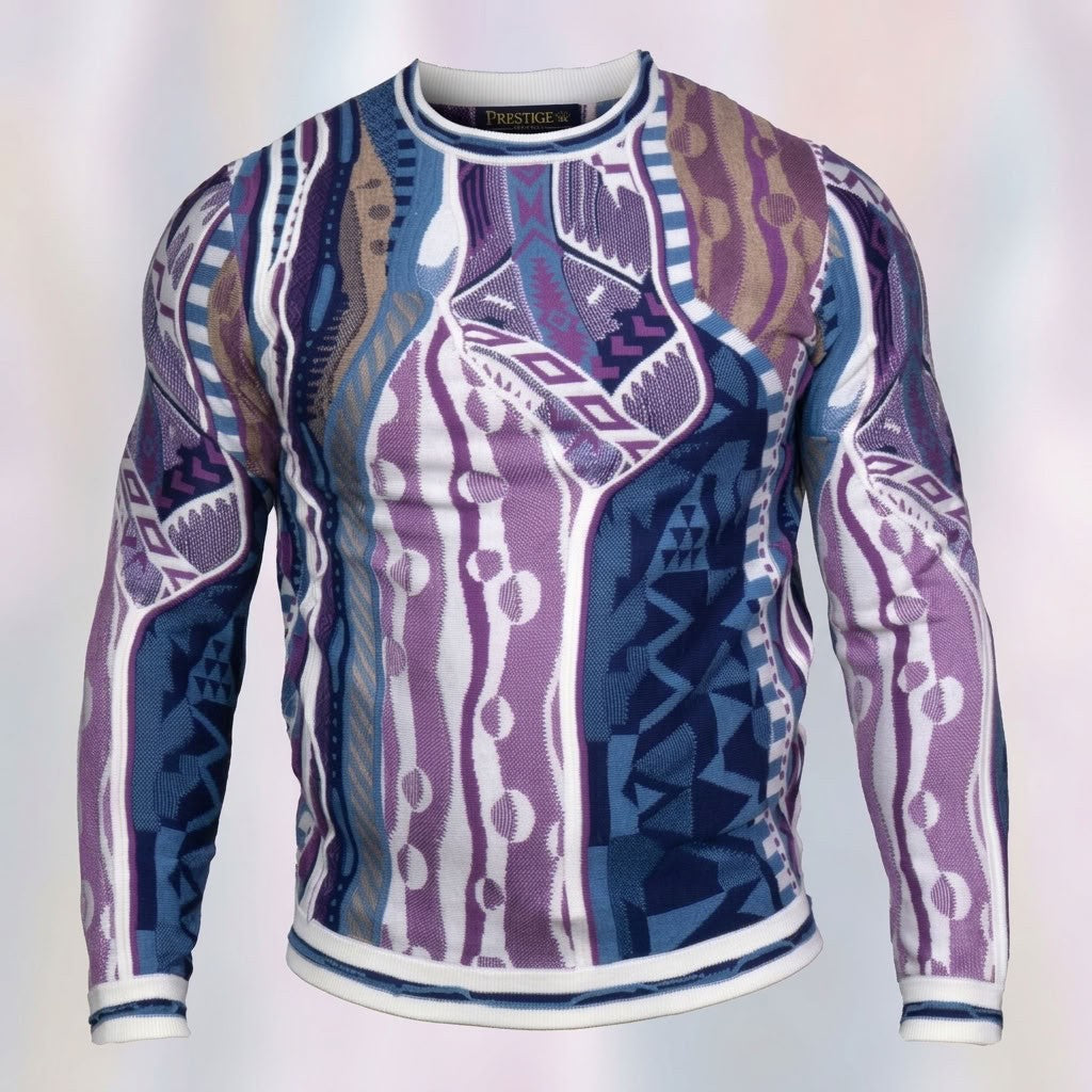 Prestige SW-6554 Wool-Blend Vintage-inspired Multicolor Sweater