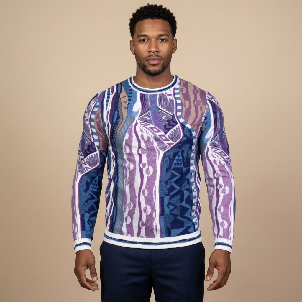 Prestige SW-6554 Wool-Blend Vintage-inspired Multicolor Sweater