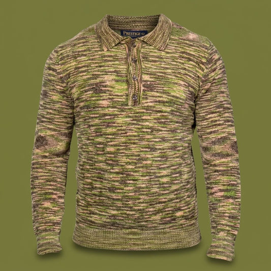 Prestige Wool Blend Multi Colored Polo Sweater 6750