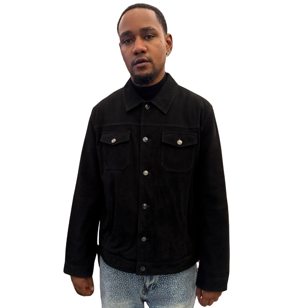 Torras high-quality goat suede jacket, stylish coat with a smooth, soft suede finish, featuring a classic design and tailored fit.