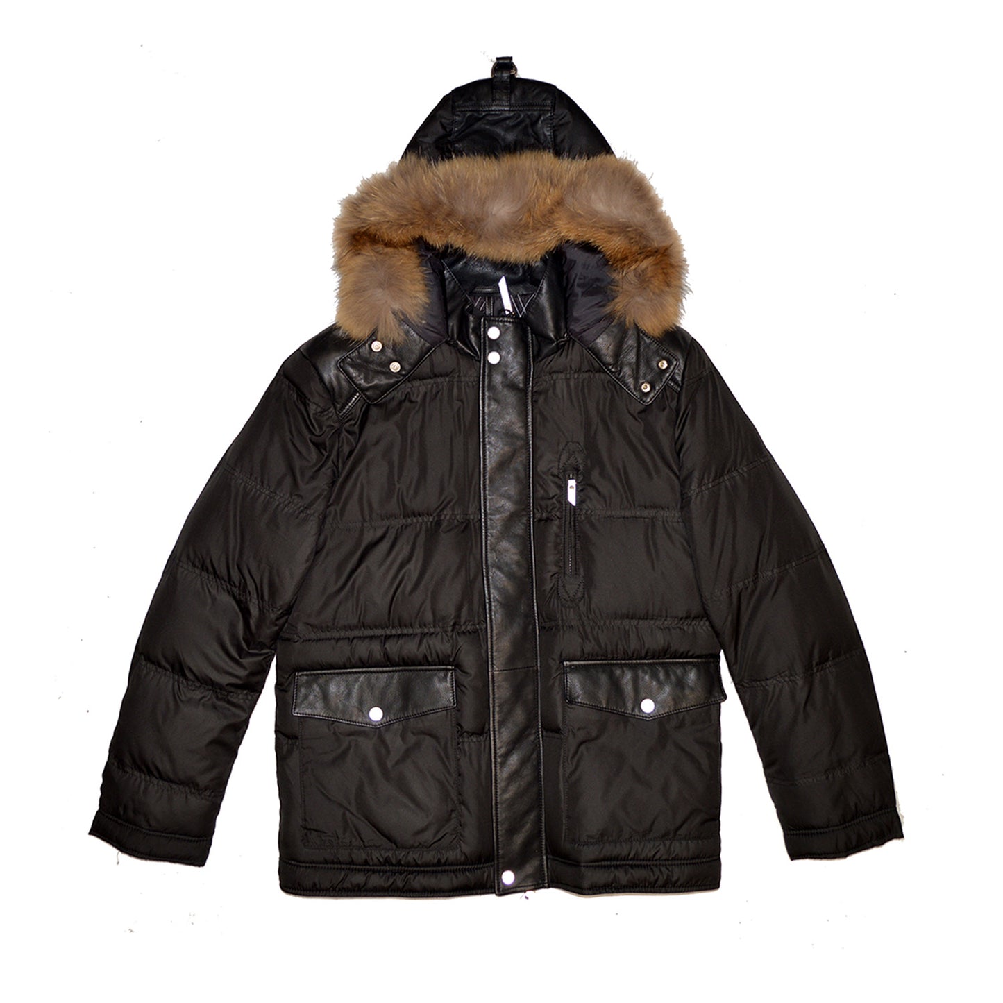 Torras Brown Nylon & Leather Parka L58302 - Cellini Uomo 