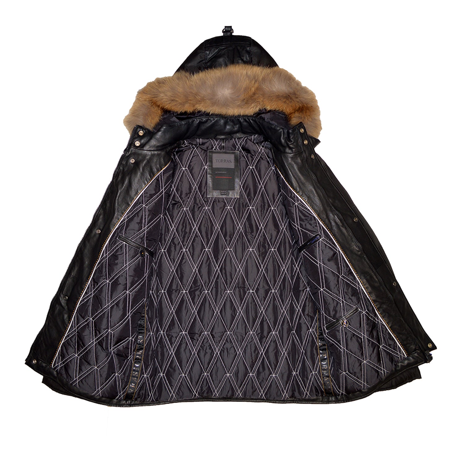 Torras Brown Nylon & Leather Parka L58302 - Cellini Uomo 