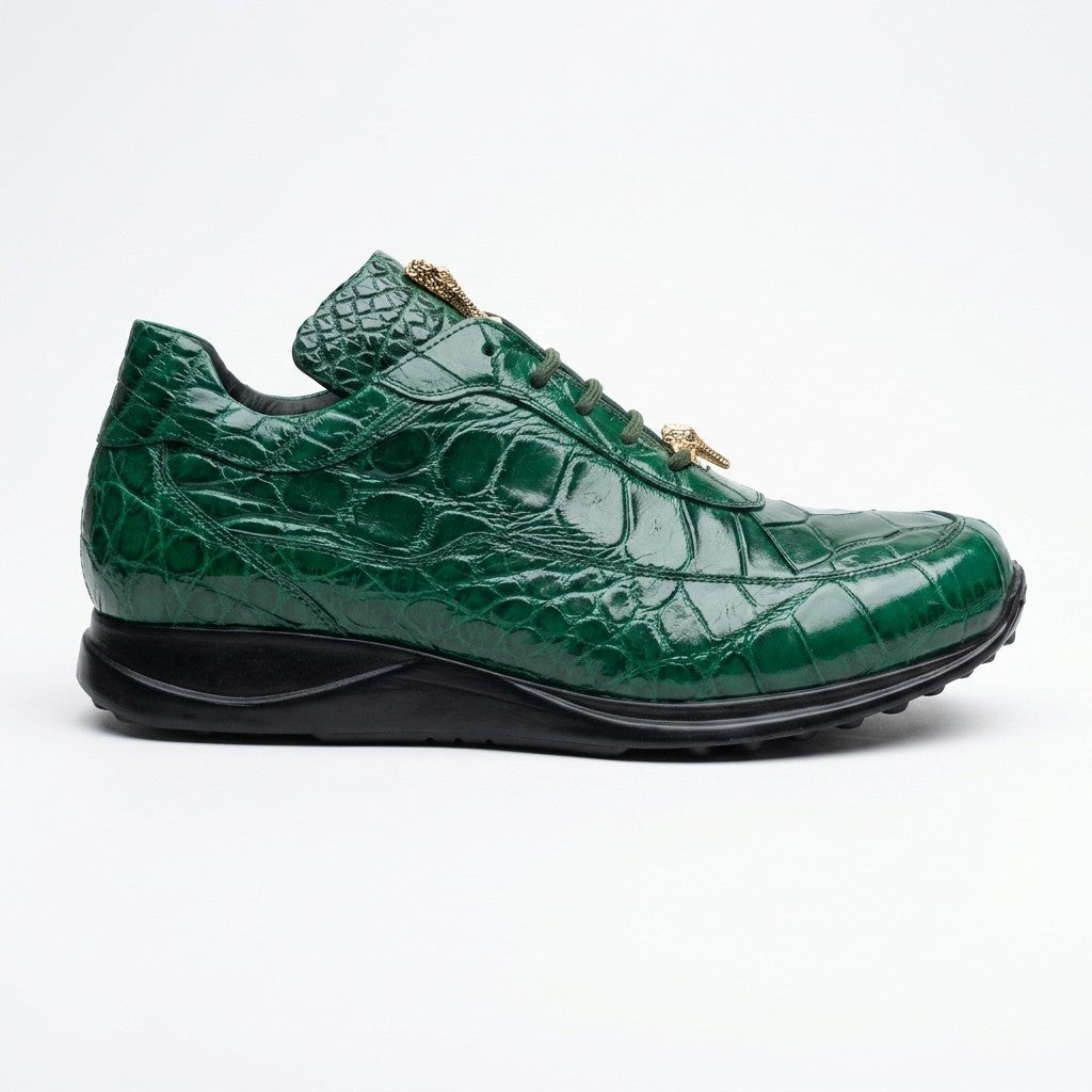 Mauri 8900 Alligator Sneakers in hunter green, showcasing stylish sneaker design with textured alligator pattern.
