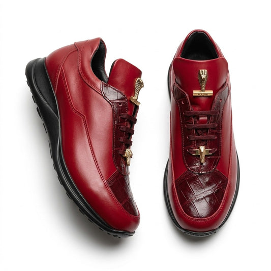 Mauri 8900 Napa Leather and Baby Crocodile Sneakers
