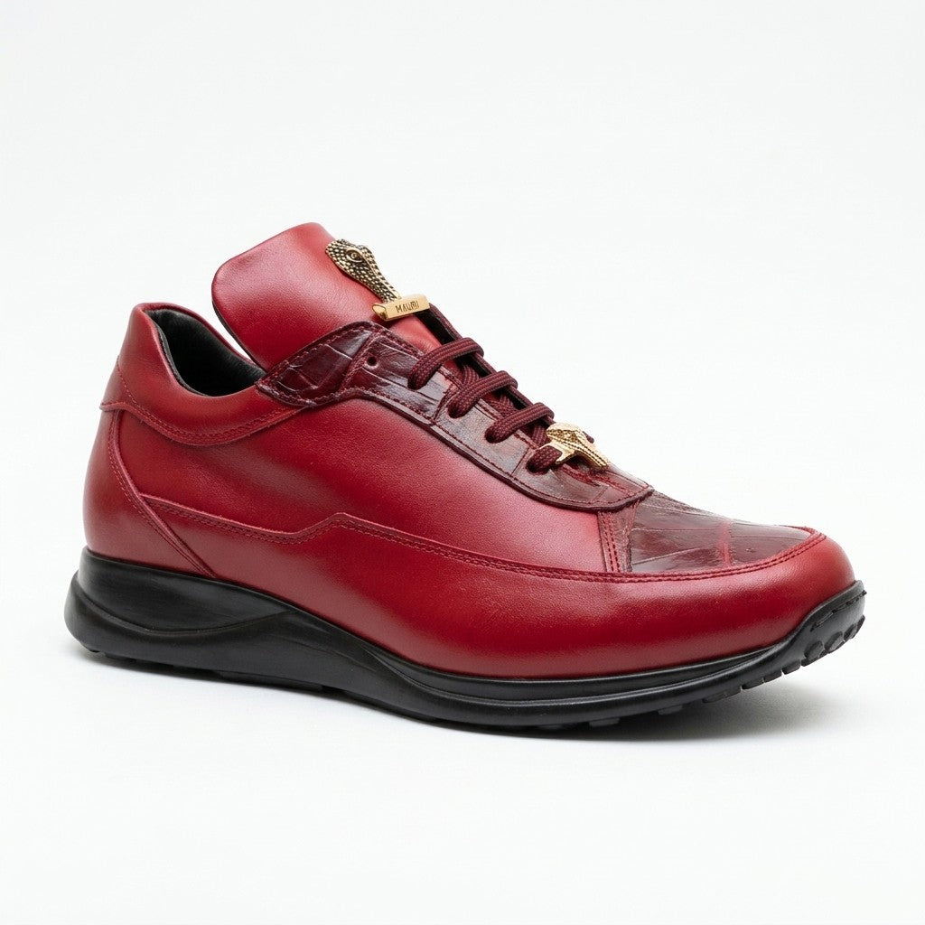 Mauri 8900 Napa Leather and Baby Crocodile Sneakers | Cellini Uomo