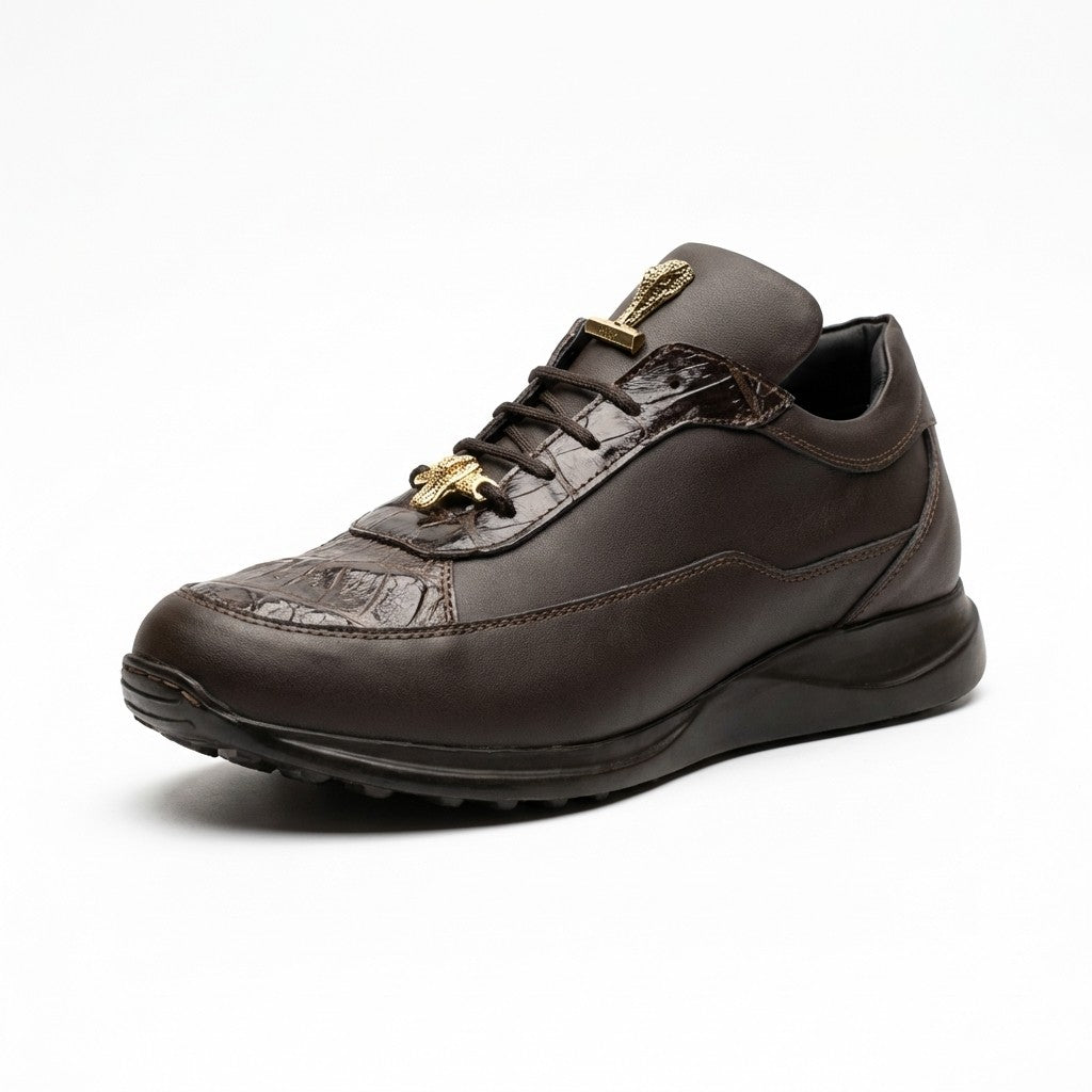 Mauri 8900 Napa Leather and Baby Crocodile Sneakers | Cellini Uomo