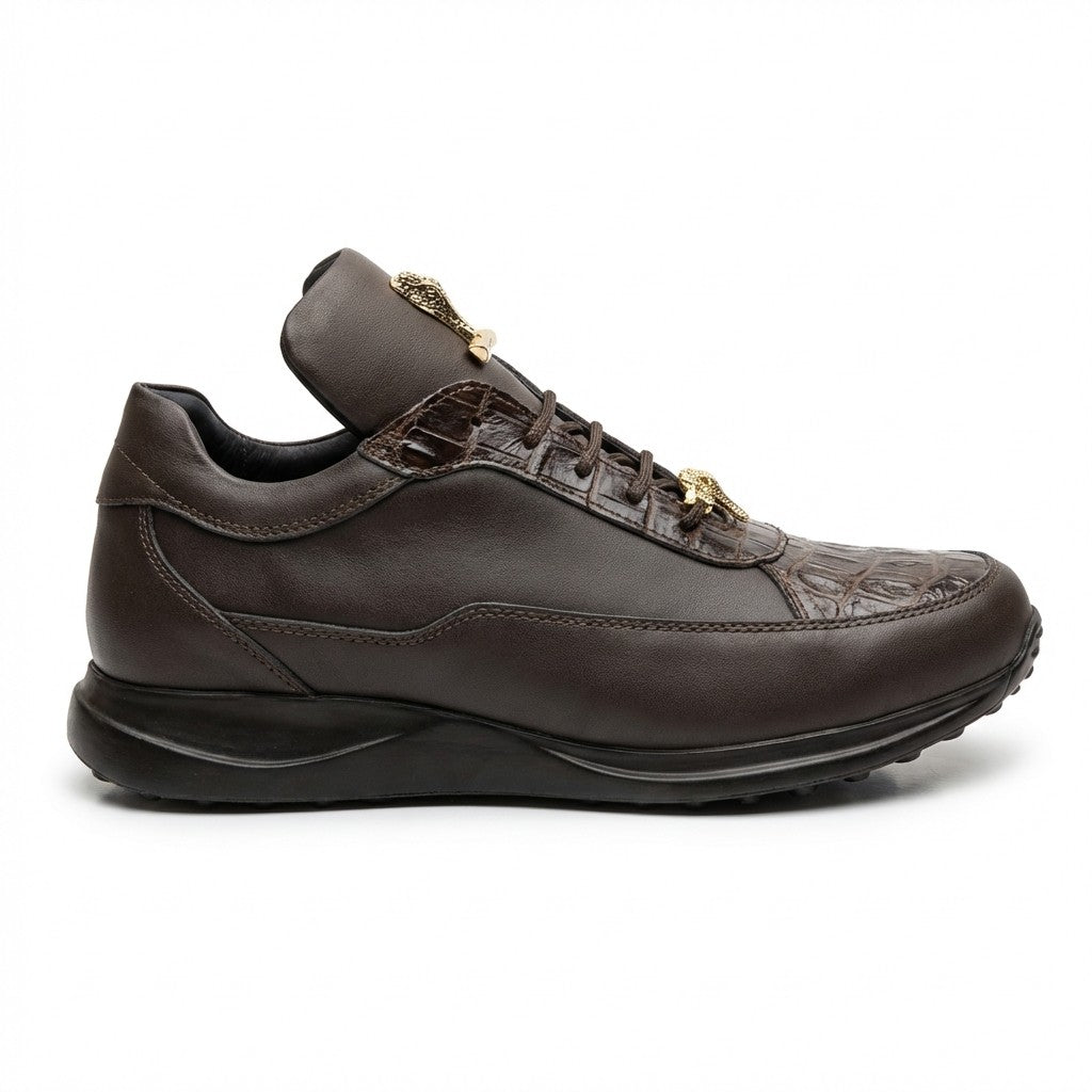 Mauri 8900 Napa Leather and Baby Crocodile Sneakers | Cellini Uomo