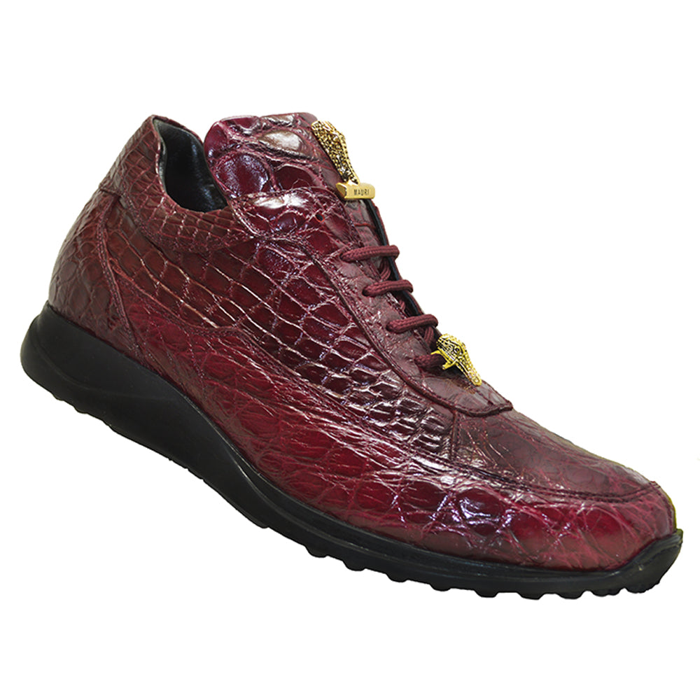 Mauri 8900 Alligator Sneakers featuring a sleek design with alligator texture in vibrant red color and modern style.