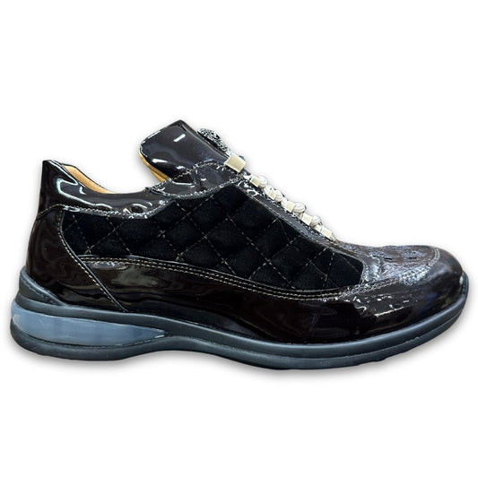 Mauri 8415 Patent Leather, Hornback and Velvet Sneakers - Cellini Uomo 