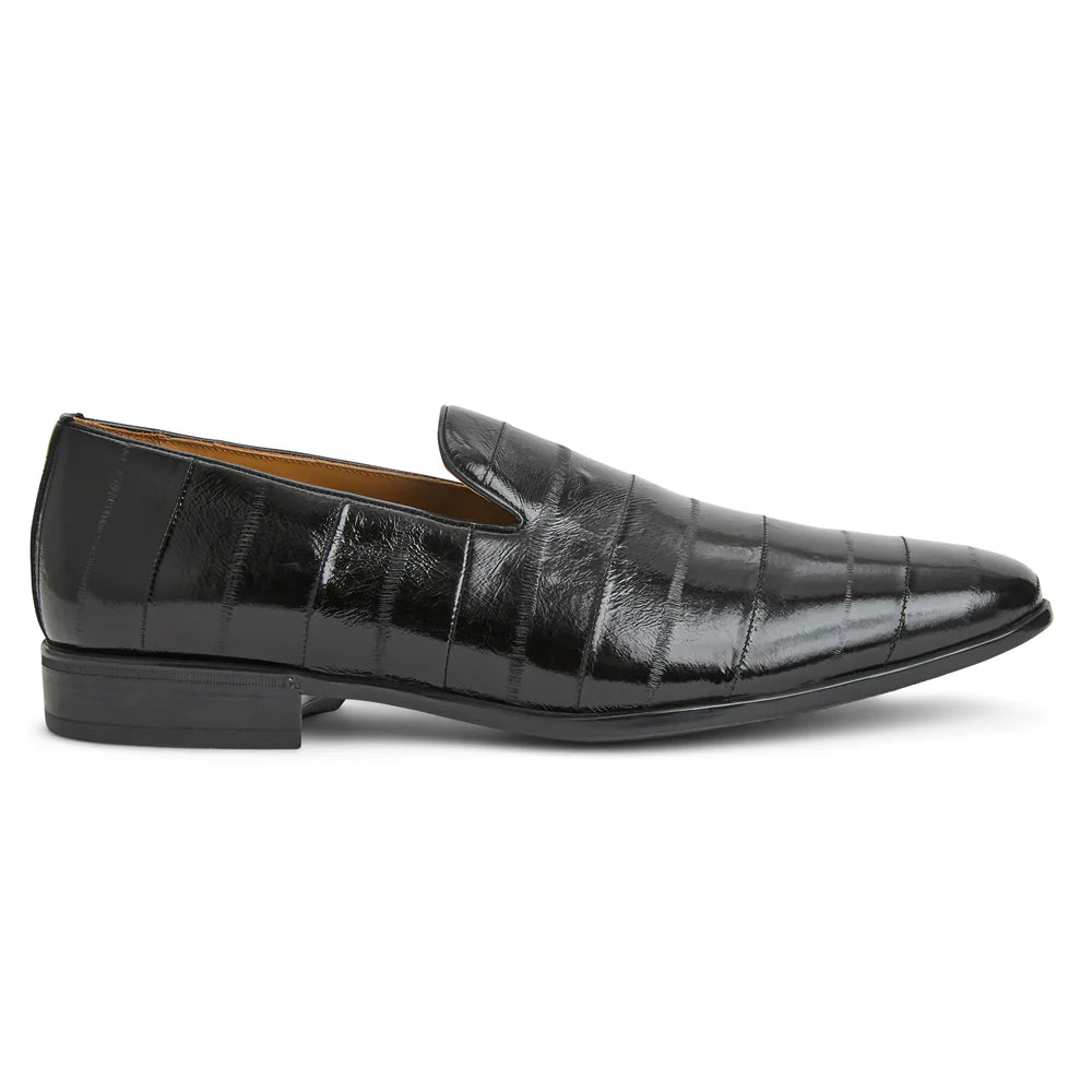 Bruno Magli Bellino Black Eel Skin Leather Loafer