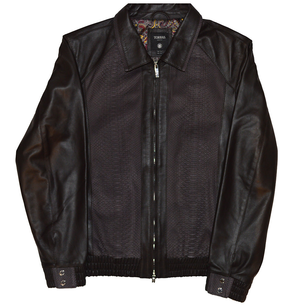 Torras Lambskin Leather and Genuine Python Jacket N82E215A