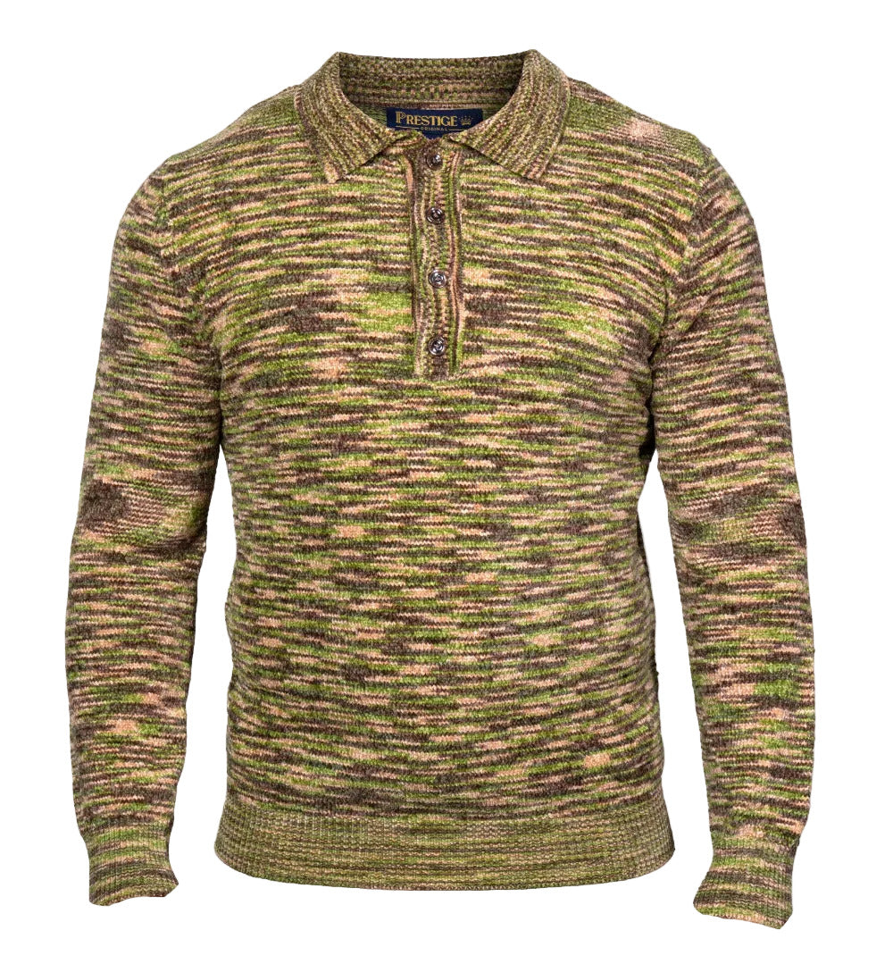 Prestige Wool Blend Multi Colored Polo Sweater 6750