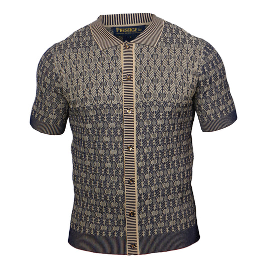 Navy Prestige Knit Design Top CMK 382, a stylish women’s clothing featuring a textured knit pattern and comfortable fit.