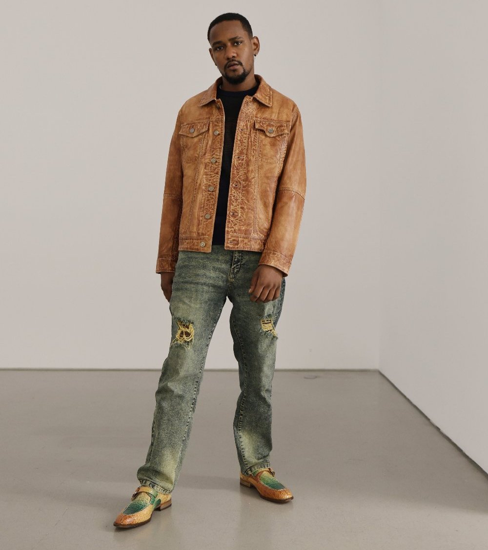 Unique Missani Le Collezioni BF Leather Jean Jacket 392994 - Cellini Uomo 